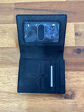 Men's Leather Wallet - Turquoise & Cream Stitch
