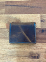 Men's Leather Wallet - Turquoise & Cream Stitch