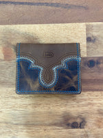 Men's Leather Wallet - Turquoise & Cream Stitch